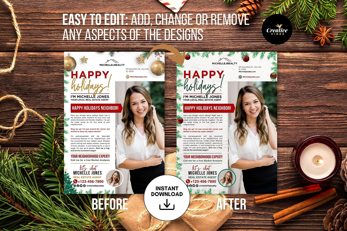 Christmas Real Estate Flyer Canva, a Flyer Template by CreativeVinesStore (Photo 4 of 5)