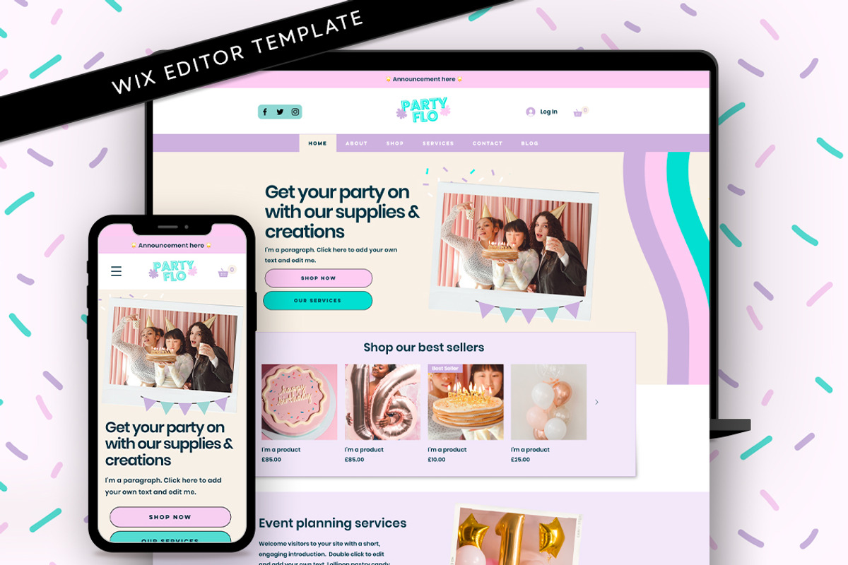 Balloon business website template, a Wix Template by Template Twist Shop (Photo 1 of 10)