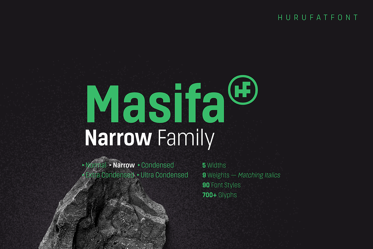 Masifa Narrow Family, a Sans Serif Font by Hurufatfont (Photo 1 of 15)