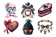 Gothic Coquette Halloween Clipart, an Illustration by Daily.Designs (Thumbnail 2 of 5)