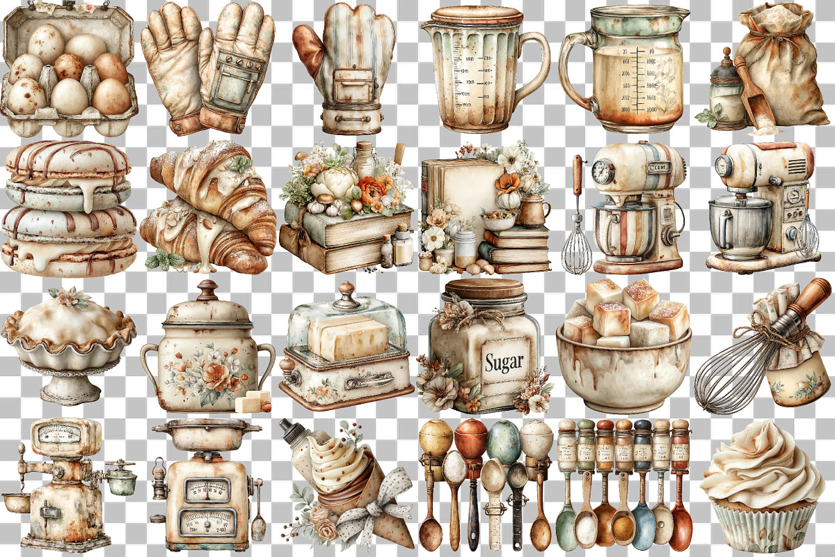 Watercolor Neutral Baking Clipart, an Illustration by DreamCafeArt (Photo 3 of 6)