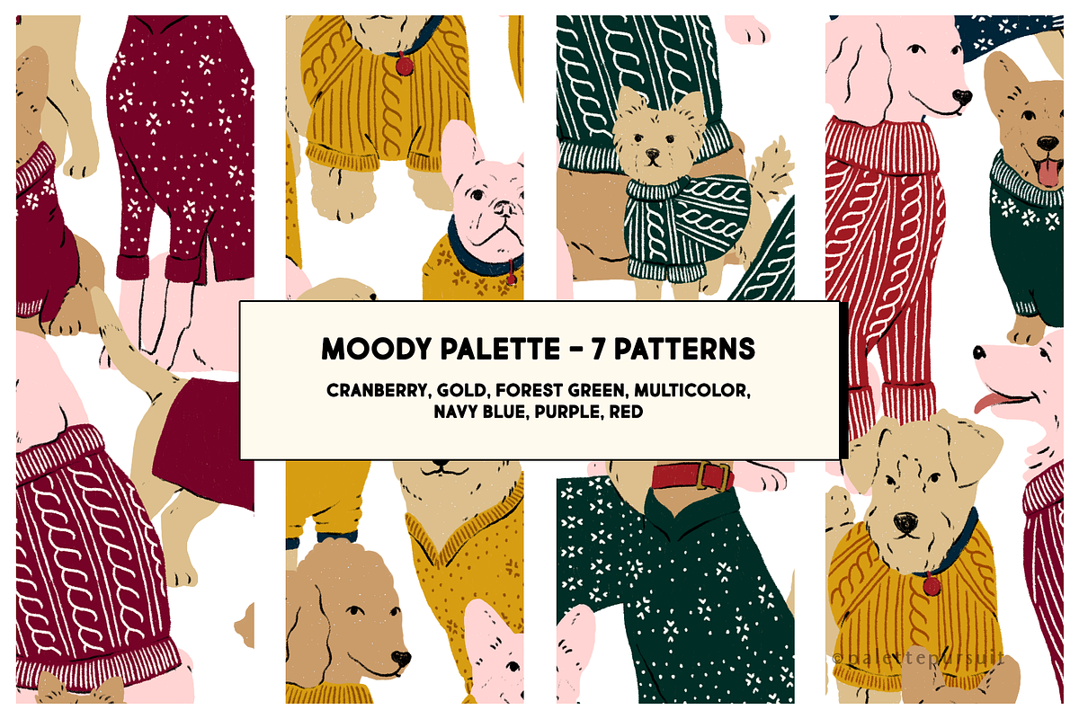 Dogs in Sweaters Seamless Patterns, a Pattern Graphic by Palette Pursuit (Photo 4 of 14)