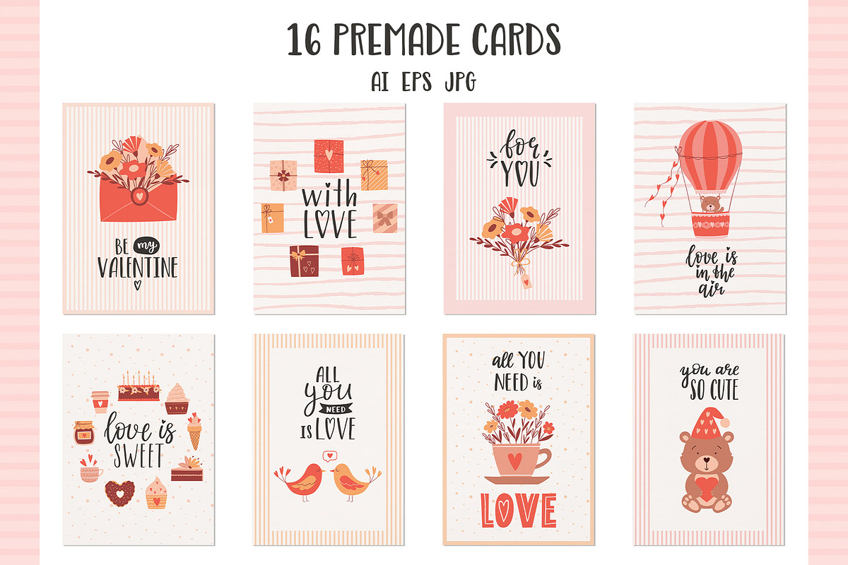 Valentine's day. Cards & Patterns, a Decorative Illustration by Valeria Soloveva (Photo 8 of 17)