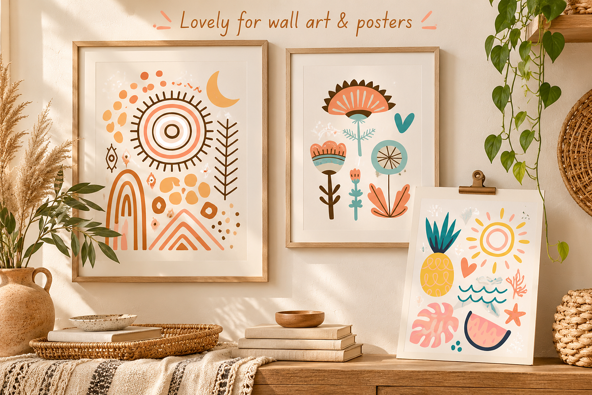 Boho Folk Floral Clipart, a Decorative Illustration by Anna Studio (Photo 6 of 12)