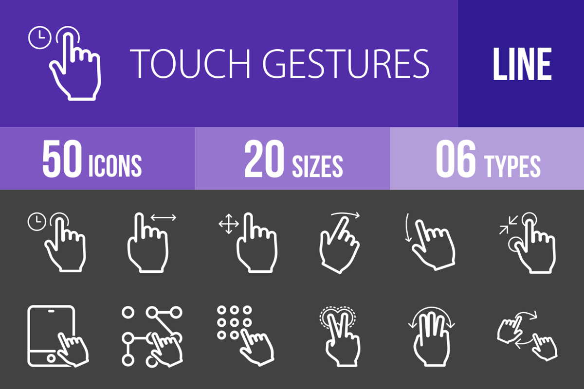 50 Touch Gesture Line Inverted Icons