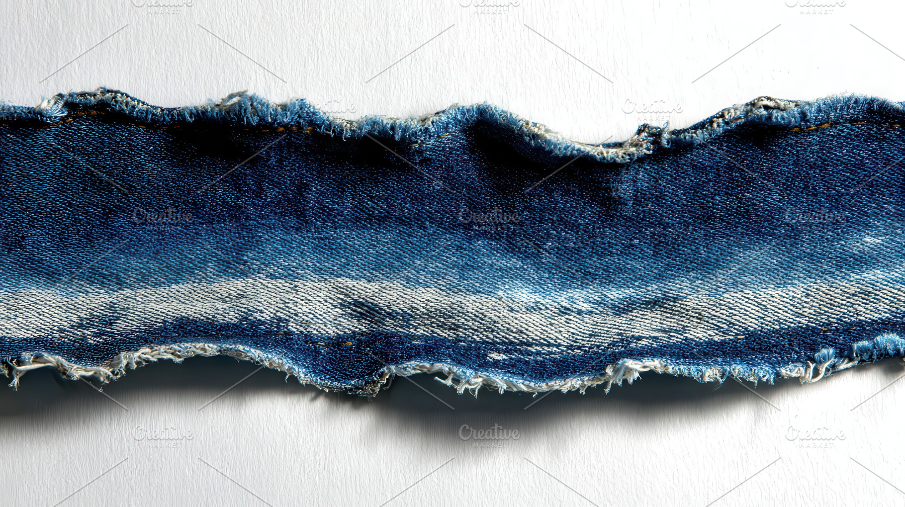 Denim strip with frayed edges, a Photo by Pavel_design