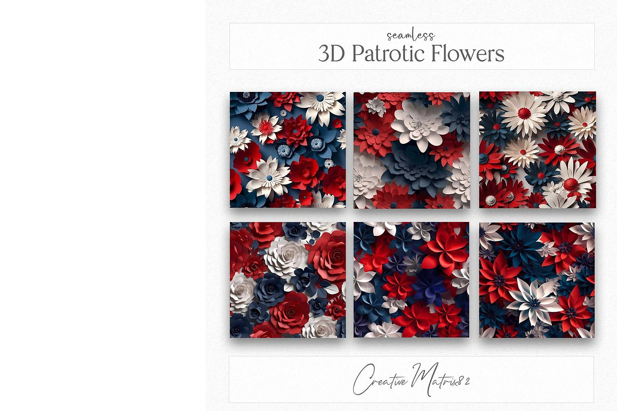 3D Patriotic Flower Seamless Pattern, a Texture Graphic by Creative Matrix82 (Photo 4 of 4)