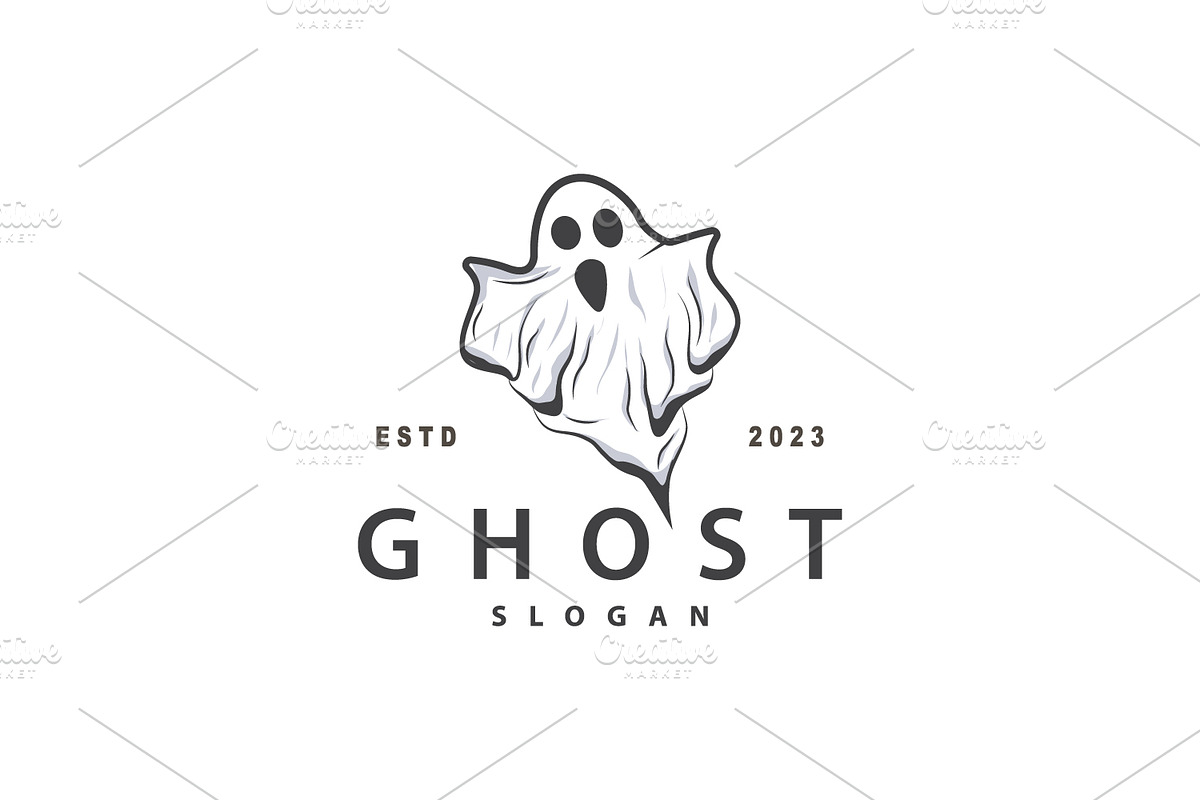 Spooky Ghost Logo Simple Halloween, a Branding & Logo Template by Maylianaw28