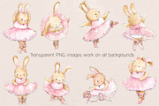 Watercolor Ballerina Bunnies, an Illustration by Jen Digital Art (Thumbnail 6 of 6)