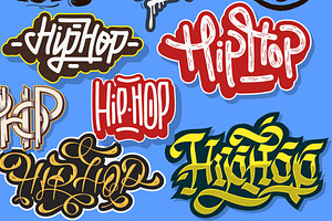 21 Hip Hop Letterings, Tags, Labels