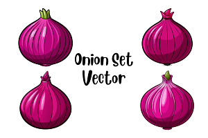 Onion Set Vector, a Food Illustration by Awieee1