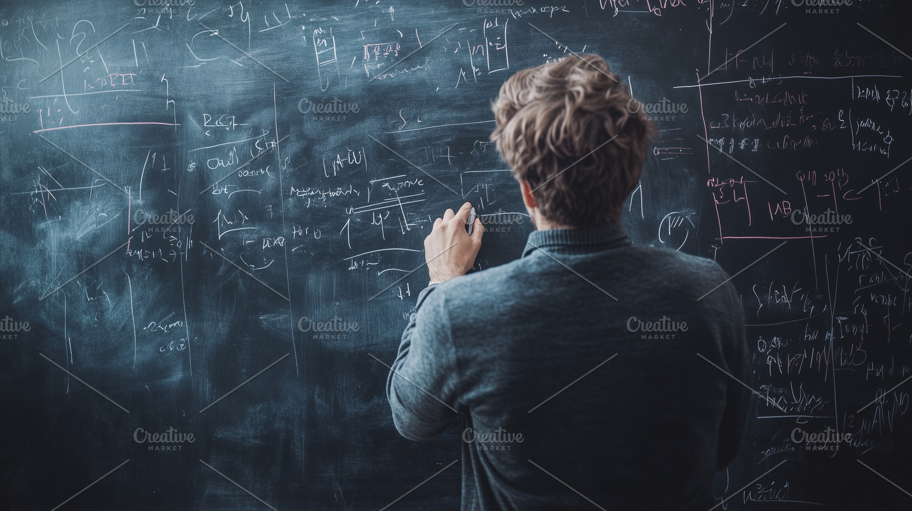 Man writing complex mathematical, a School & Education Photo by MistyDay