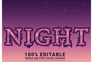 Night Vector 3d Editable Text