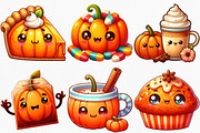 Kawaii Pumpkin Spice Clipart Bundle, an Illustration by Canvas Craft (Thumbnail 2 of 8)