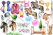Watercolor Horses PNG, Hunter Jumper, an Illustration by SimpleWishesArt (Thumbnail 3 of 4)
