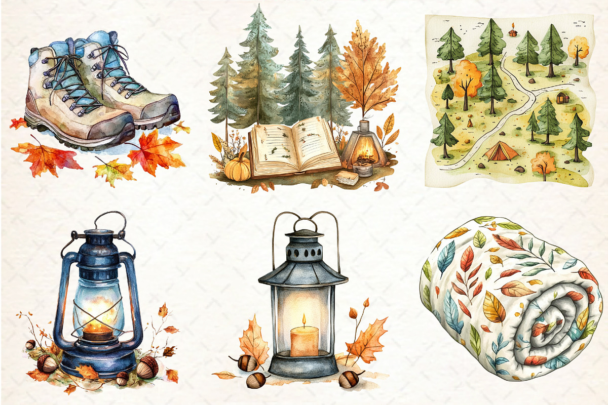 Autumn Camping Trip Clipart, an Illustration by Libby Wishes (Photo 4 of 7)