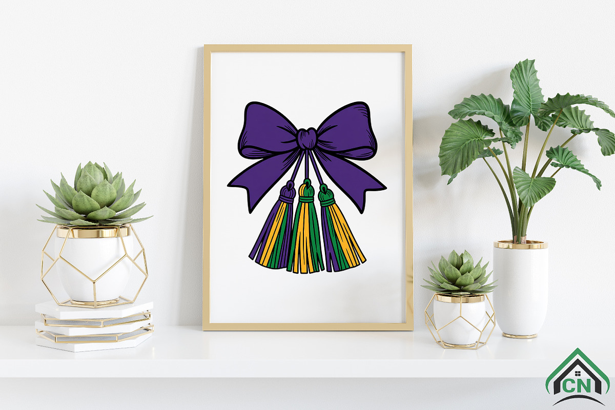 Mardi Gras Ribbon Bow PNG, an Illustration by Craft Nest (Photo 3 of 4)