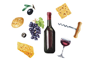 Watercolor wine collection 