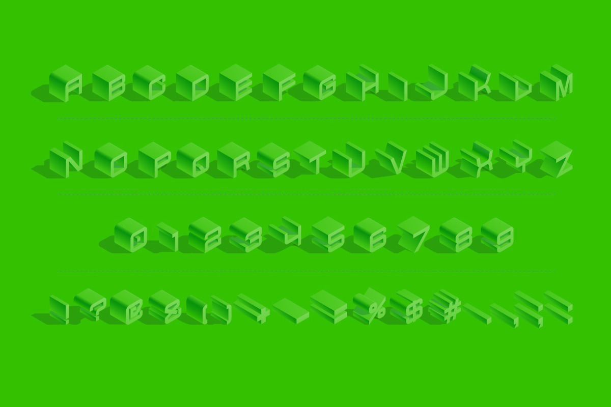 Vector 3D isometric green letters preview 4