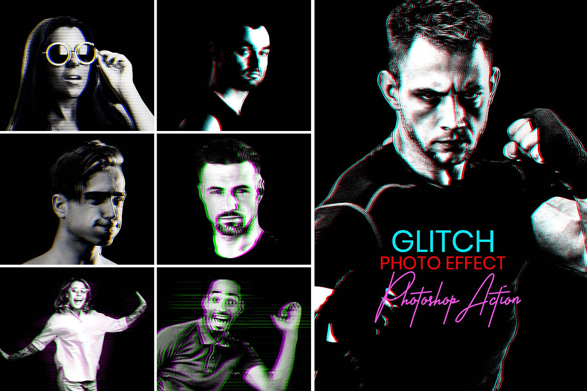 Glitch Photoshop Actions, an Action Add-On by MRI STUDIO (Photo 1 of 7)