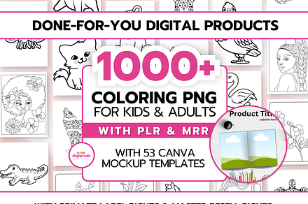 Coloring PNGs Bundle with PLR & MRR, an Animal Illustration by Your DigiProds