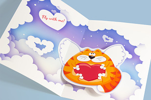 Flying Cat DIY Pop Up Card