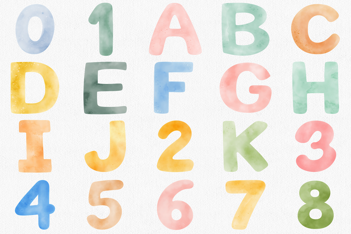 Watercolor Alphabet & Number Clipart, an Illustration by CropUp Creative (Photo 2 of 4)