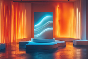 Contemporary stage setup with glowin, a Background Photo by Pixeness Studio
