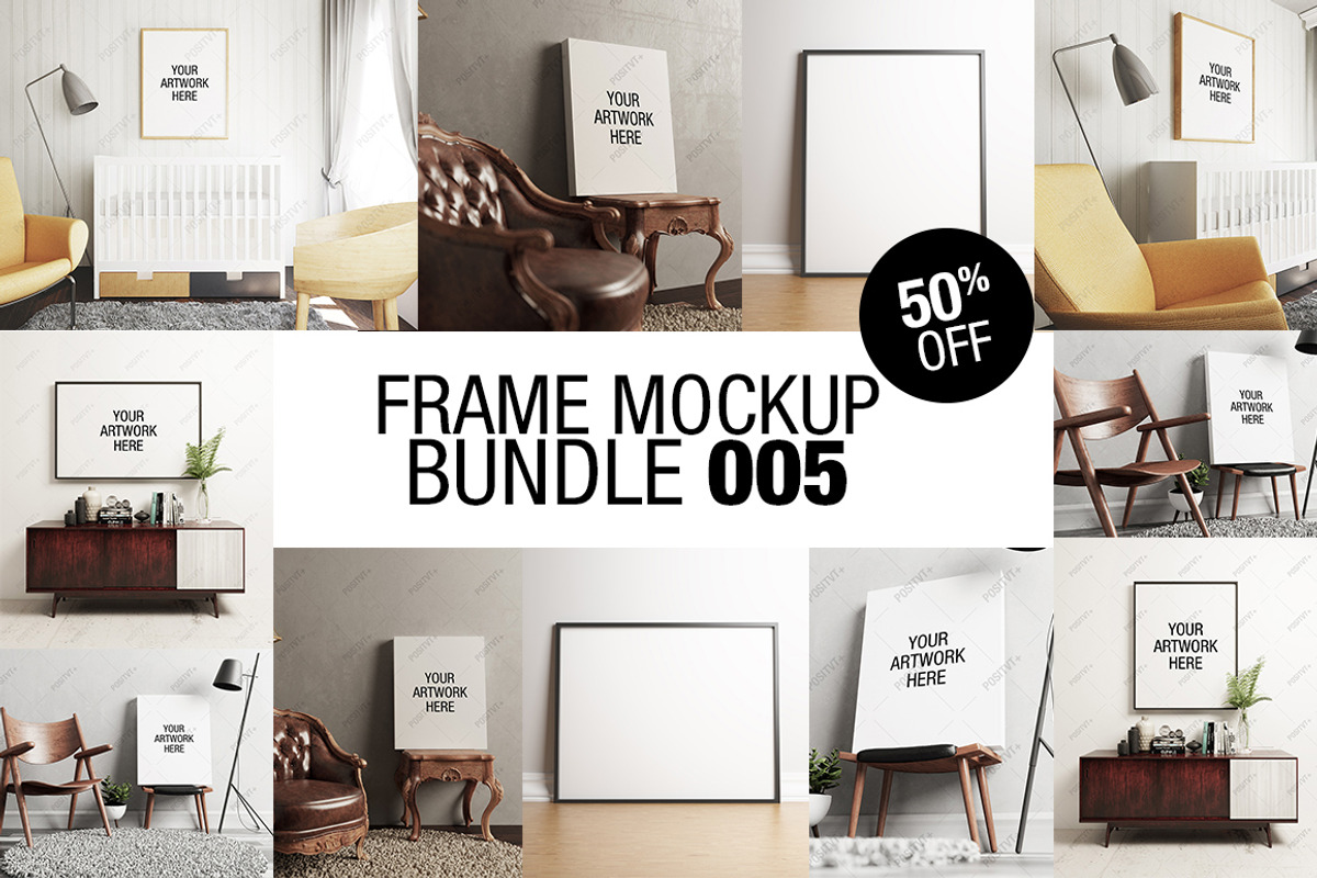 Frame Mockup Bundle 005 - 50% OFF, a Print Template by positvtplus (Photo 1 of 4)