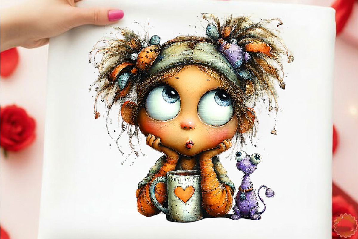 Whimsical Valentine Coffee Girl Clip, an Illustration by designcity5 (Photo 5 of 5)