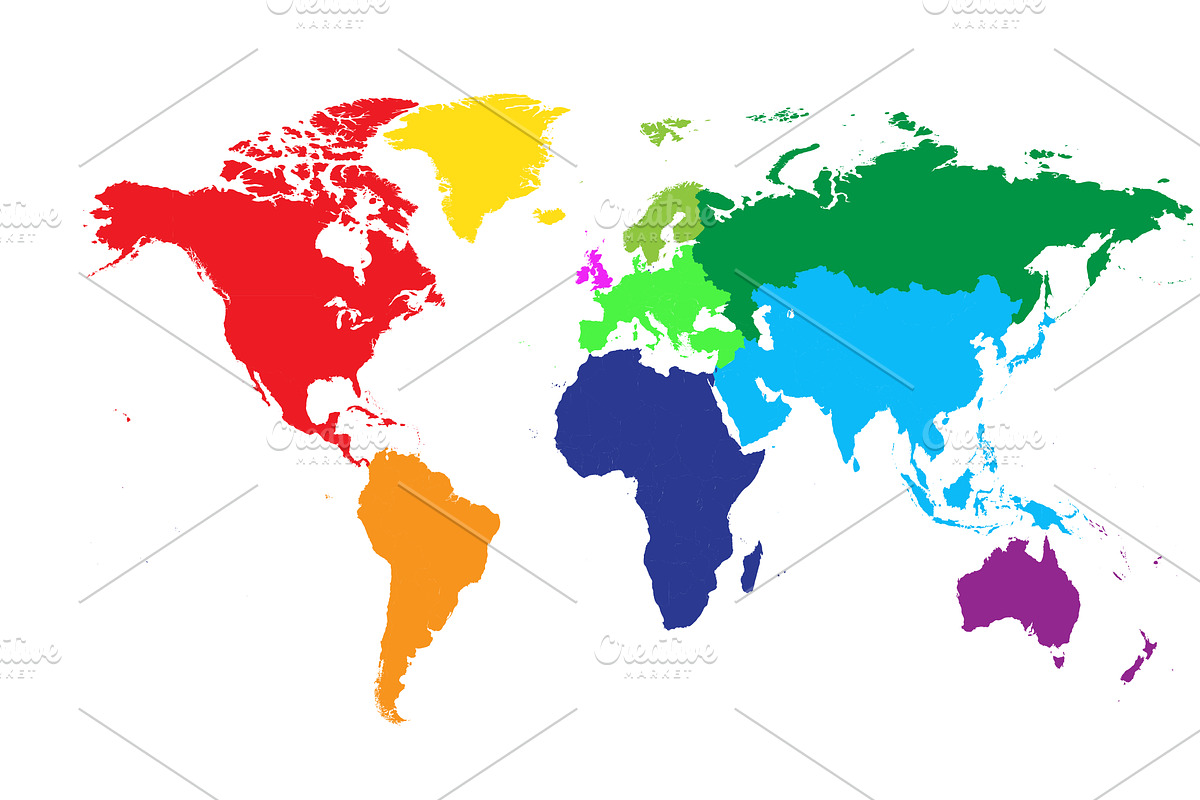 World map colored, a Templates & Theme by TeaGraphicDesign