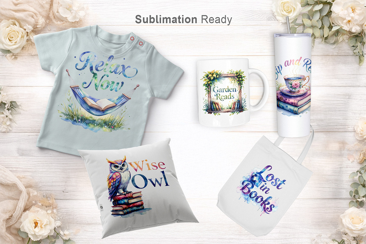 Vintage Bookish Sublimation PNG, an Illustration by Artnoy (Photo 6 of 8)