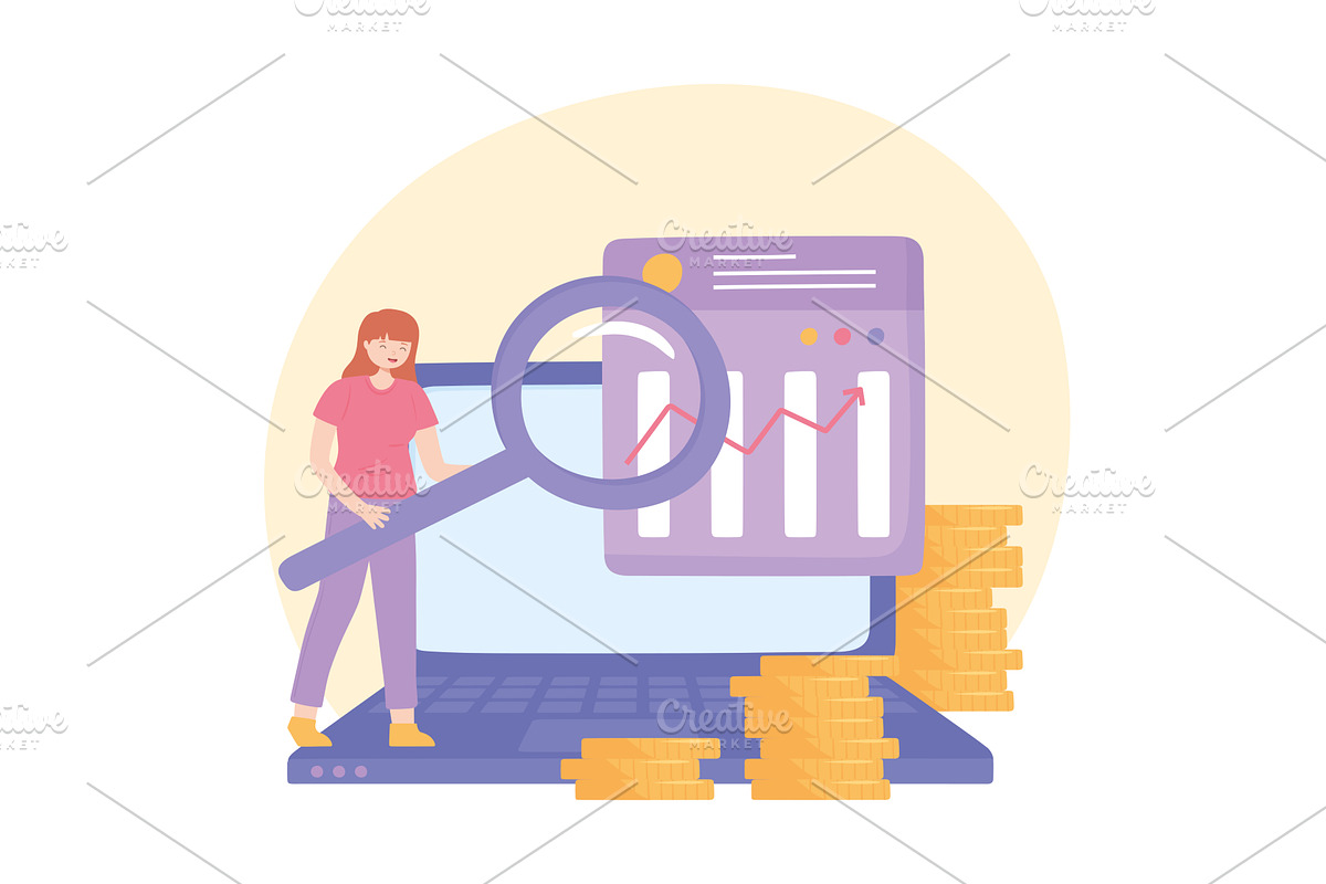 woman analysis economy, a Person Illustration by studiogstock