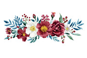 Burgundy Floral Clipart Set, an Illustration by Designer_Momina (Thumbnail 16 of 16)
