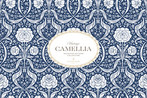 Arts & Crafts Floral Patterns Cobalt, a Pattern Graphic by Eclectic Anthology