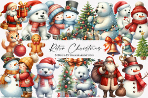 Retro Christmas Clipart, an Illustration by Designworld