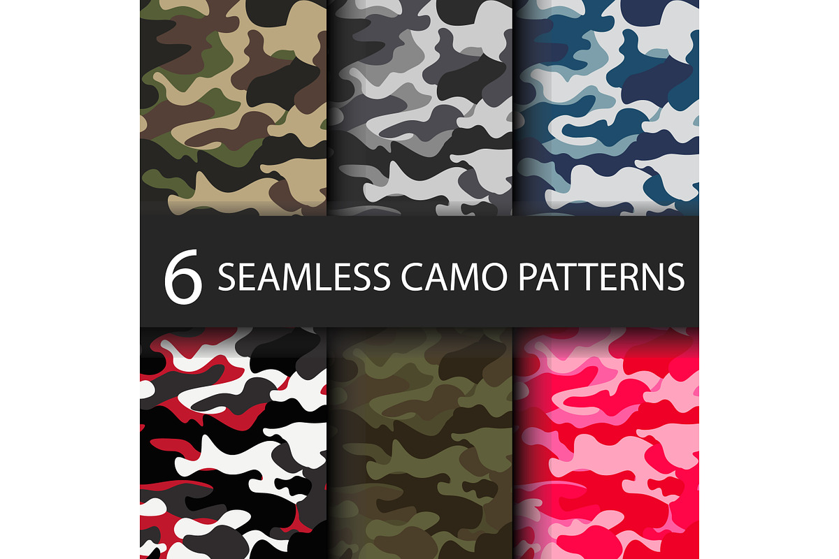 6 pack Camouflage seamless pattern, a Pattern Graphic by RoMashkaVector