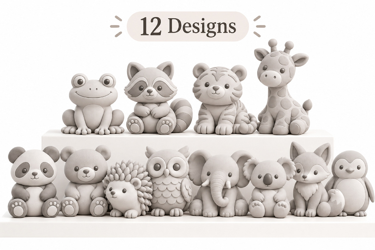 12 Pastel Animal Figurines STL, an Animal 3D Model by Layerology (Photo 3 of 3)