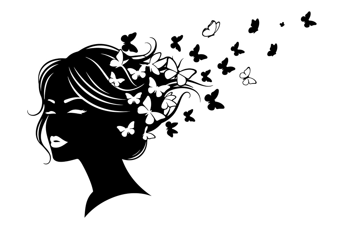Woman Butterfly Hair Silhouette, an Object Illustration by yasushie (Photo 13 of 31)