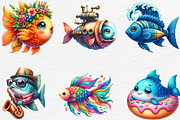 Quirky Whimsical Summer Fishes Clipa, an Illustration by Black Bird Studio (Thumbnail 4 of 6)