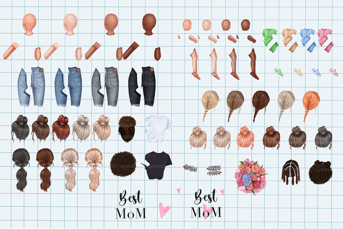 Best Mom clipart Mother daughter, an Illustration by Illustrator Space (Photo 3 of 9)