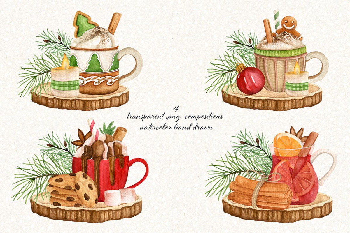 Christmas Watercolor Bundle, a Food Illustration by JuliaBadeeva (Photo 3 of 18)