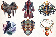 Watercolor Ataman Gothic Clipart, an Illustration by DreamCafeArt (Thumbnail 2 of 5)