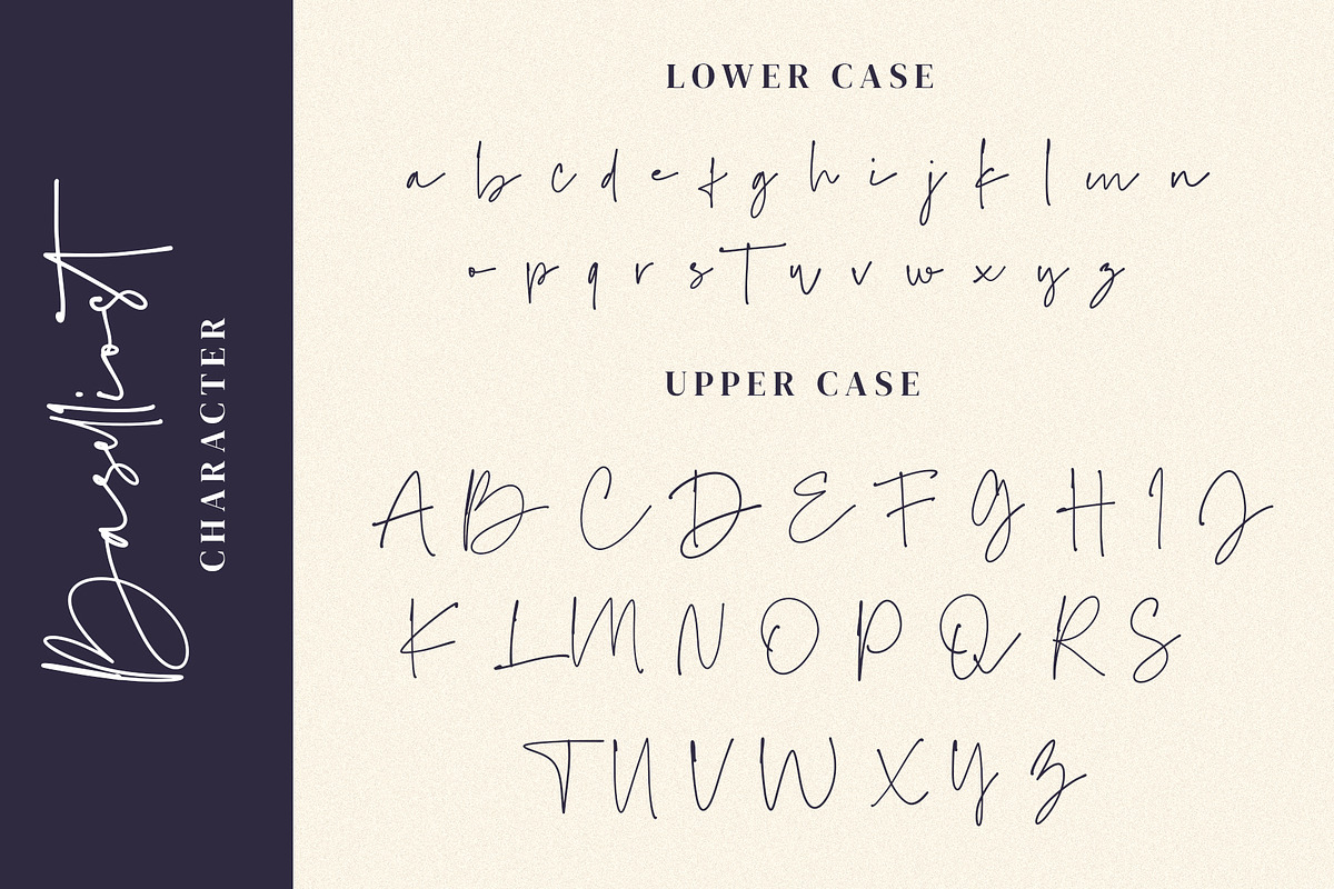 Baselliost handwritten Script font preview 7