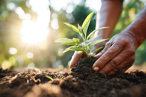 Planting a young sapling in sunlight, a Nature Photo by AlyaAnd