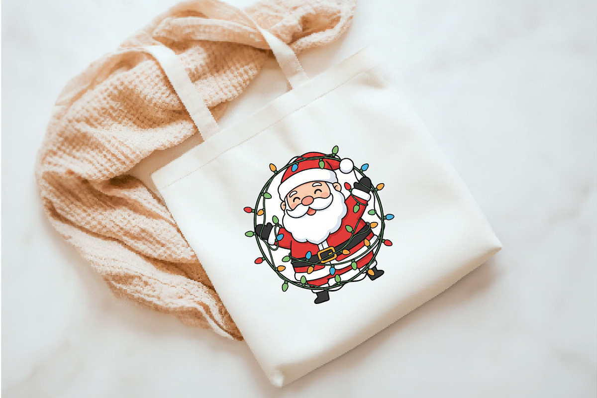 Cute Tangled Santa in Christmas Ligh, an Illustration by Watercolor design (Photo 3 of 3)
