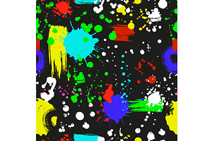 Brush Paint Blobs Seamless Pattern