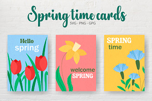 Set of spring cards with flowers, a Card Template by Tati_Kli