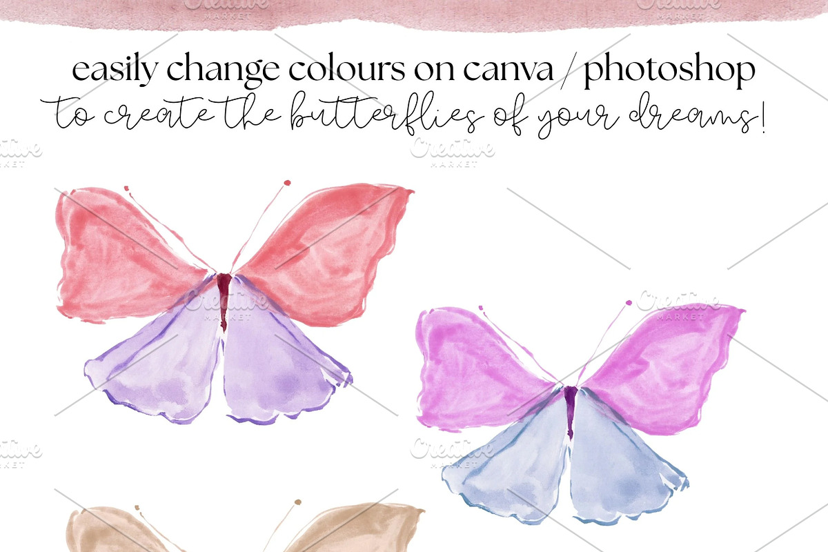 Hand Painted Butterflies PNG Graphic, a Decorative Illustration by Essem Creatives (Photo 7 of 7)