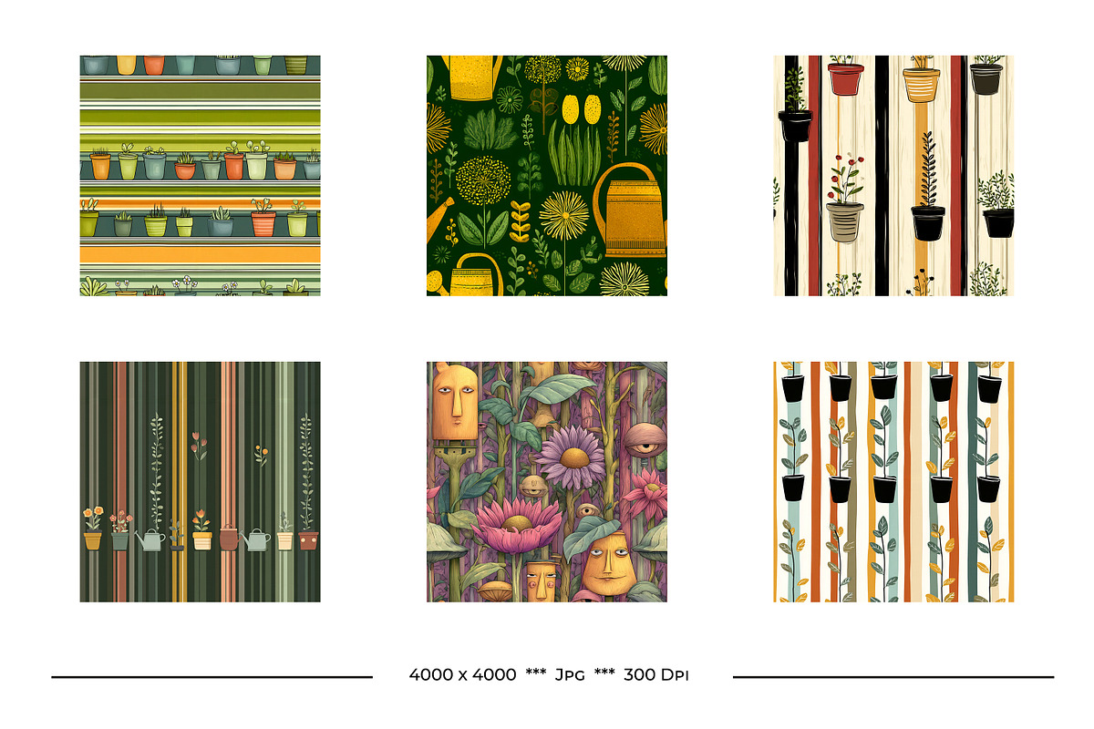 Gardening Retro Art Style Patterns, a Pattern Graphic by karenfoleyphoto (Photo 12 of 14)